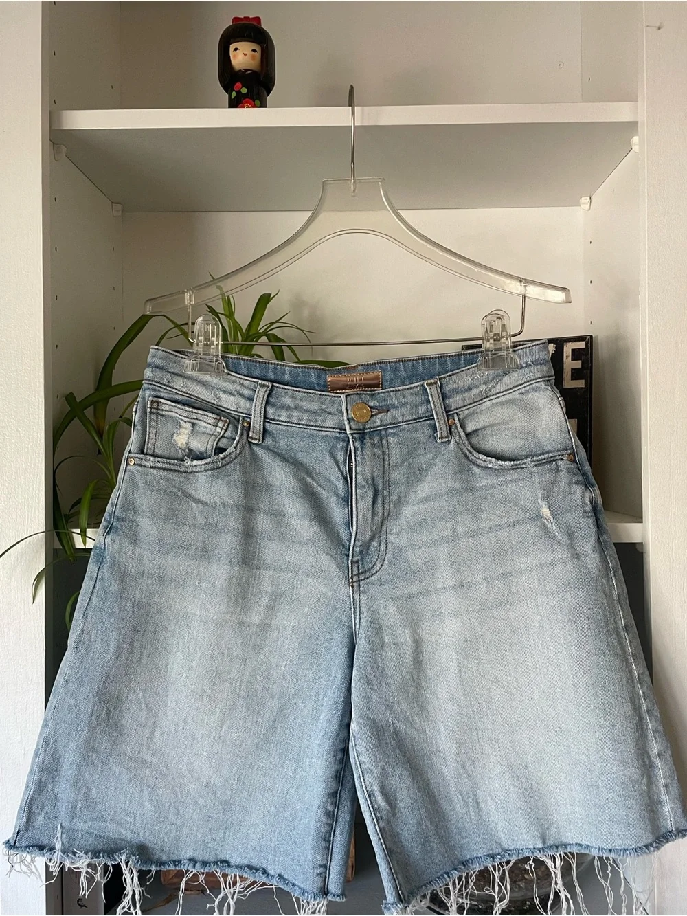 Kut from the Kloth Light Blue Frayed Hem Denim Shorts